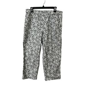 Lands End Elastic Waist Pull-on Mid Rise Patterned Capris Size 14p